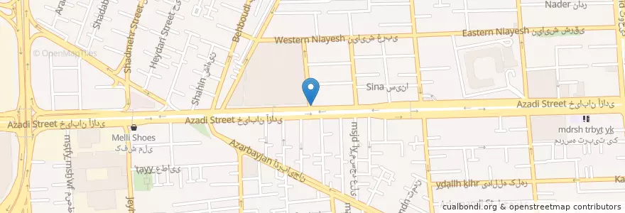Mapa de ubicacion de بانک مسکن en Irão, Teerã, شهرستان تهران, Teerã, بخش مرکزی شهرستان تهران.