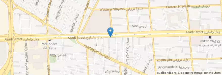 Mapa de ubicacion de درمانگاه دکتر ایرانزاد en Irán, Teherán, شهرستان تهران, Teherán, بخش مرکزی شهرستان تهران.