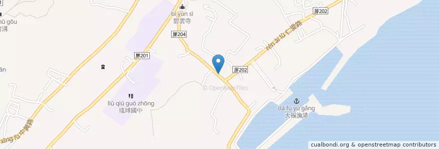 Mapa de ubicacion de 洪媽媽早餐店 en تايوان, مقاطعة تايوان, مقاطعة بينغتونغ, 琉球鄉.