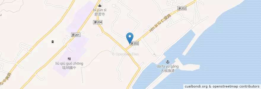 Mapa de ubicacion de 大福羊肉店 en Тайвань, Тайвань, Пиндун, 琉球鄉.