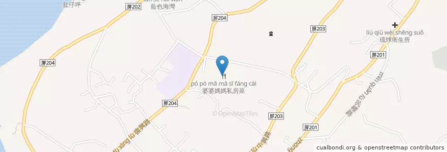 Mapa de ubicacion de 婆婆媽媽私房菜 en Tayvan, 臺灣省, 屏東縣, 琉球鄉.