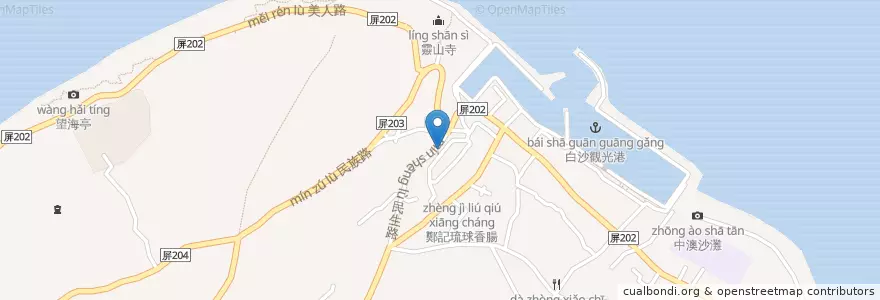 Mapa de ubicacion de 阿對麵店 en Taiwán, Provincia De Taiwán, Condado De Pingtung, 琉球鄉.