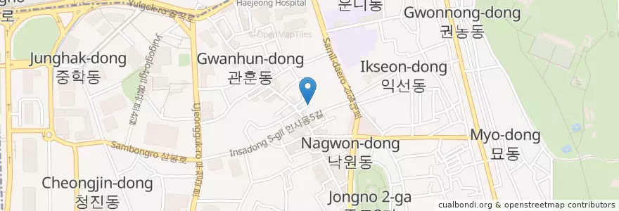 Mapa de ubicacion de 툇마루집 en 대한민국, 서울, 종로구, 종로1·2·3·4가동.