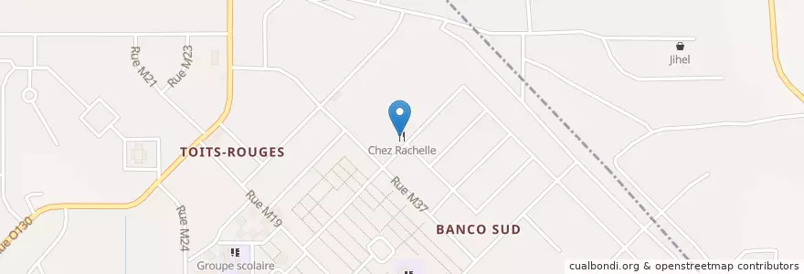Mapa de ubicacion de Chez Rachelle en Côte D'Ivoire, Abidjan, Yopougon.