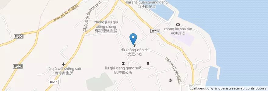 Mapa de ubicacion de 大眾小吃 en 台湾.