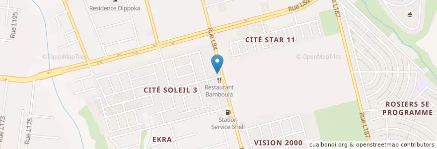 Mapa de ubicacion de Pharmacie Bien-être en Costa De Marfil, Abiyán, Cocody.