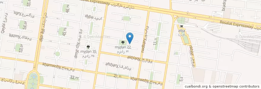 Mapa de ubicacion de میدان ۲۲ en إیران, طهران, مقاطعة طهران, طهران, بخش مرکزی شهرستان تهران.