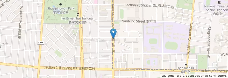 Mapa de ubicacion de 陽春麵店 en Тайвань, Тайнань, 南區.