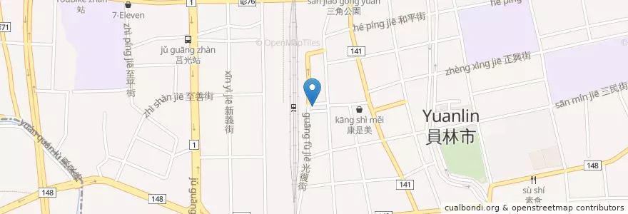 Mapa de ubicacion de 員林火車站前廣場 en تایوان, 臺灣省, شهرستان جانگوآ, 員林市.