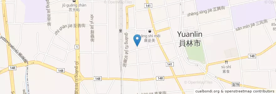 Mapa de ubicacion de Pizza Hut 必勝客 en Taiwan, Taiwan Province, Changhua County, Yuanlin City.