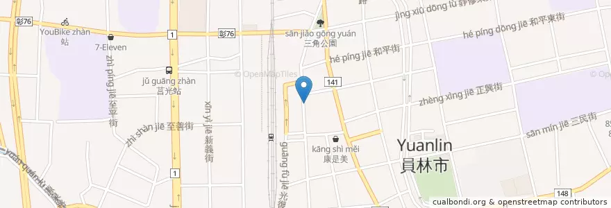 Mapa de ubicacion de 國泰世華銀行 員林分行 en Tayvan, 臺灣省, Changhua, 員林市.