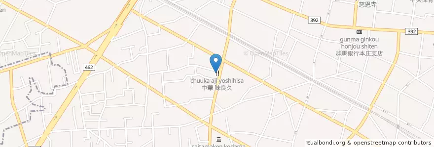 Mapa de ubicacion de 中華 味良久 en Japón, Prefectura De Saitama, 本庄市.