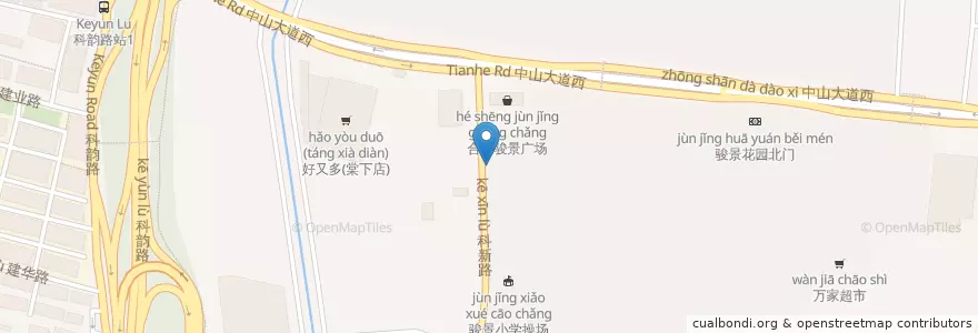 Mapa de ubicacion de 虾笼镇 en 中国, 広東省, 広州市, 天河区, 天园街道.