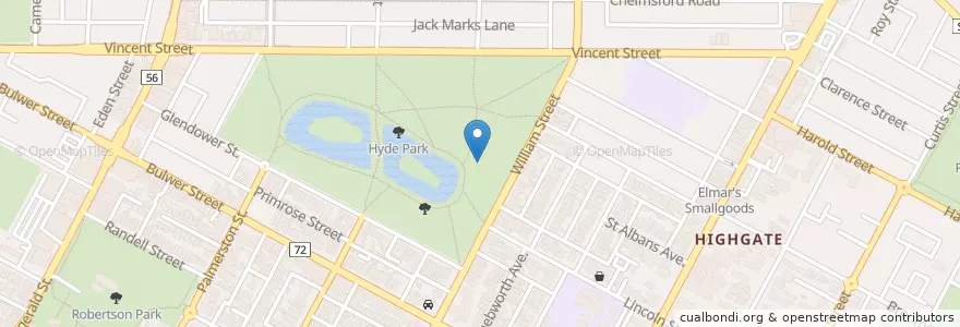 Mapa de ubicacion de Hyde Park Toilets en Austrália, Austrália Ocidental.