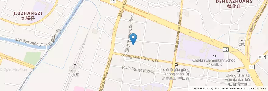 Mapa de ubicacion de 沙鹿朝興宮 en تايوان, تاي شانغ, 沙鹿區.