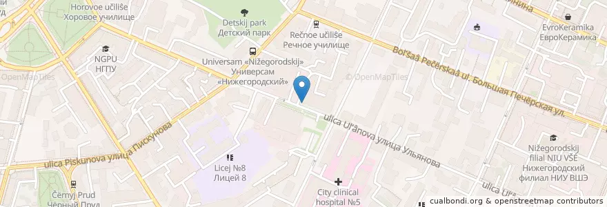 Mapa de ubicacion de Банк Россия en Russie, District Fédéral De La Volga, Oblast De Nijni Novgorod, Городской Округ Нижний Новгород.