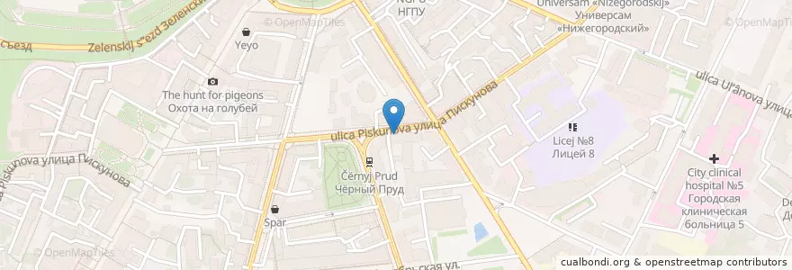 Mapa de ubicacion de Банк Запсибкомбанк en Rusia, Приволжский Федеральный Округ, Óblast De Nizhni Nóvgorod, Городской Округ Нижний Новгород.