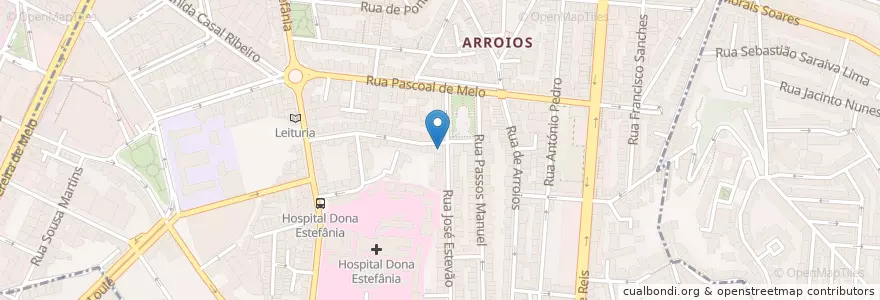 Mapa de ubicacion de Pastelaria Santa Cruz en ポルトガル, Área Metropolitana De Lisboa, Lisboa, Grande Lisboa, リスボン, Arroios.