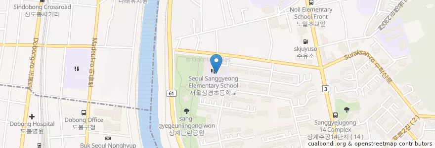 Mapa de ubicacion de 상경초등교 en Республика Корея, Сеул, 도봉구, 상계8동.