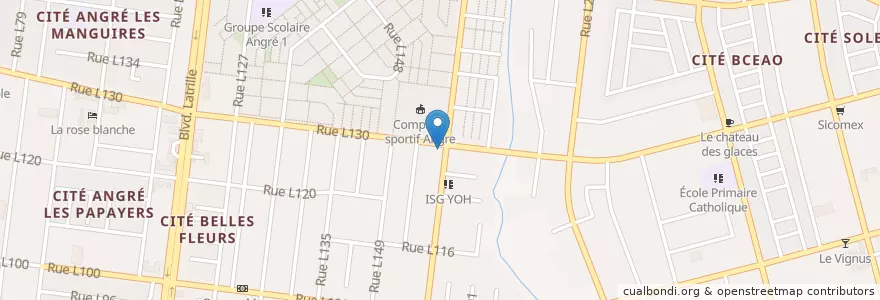 Mapa de ubicacion de Pharmacie des Laureades en ساحل عاج, آبیجان, Cocody.