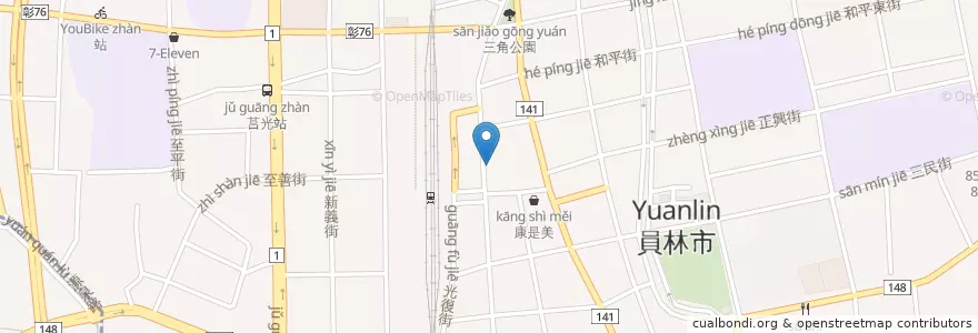 Mapa de ubicacion de 員林福寧宮 en تایوان, 臺灣省, شهرستان جانگوآ, 員林市.