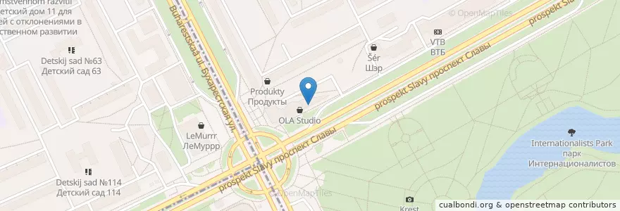 Mapa de ubicacion de Штолле en ロシア, 北西連邦管区, レニングラード州, サンクト ペテルブルク, Фрунзенский Район, Округ № 72.