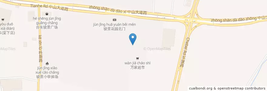 Mapa de ubicacion de 中国民生银行 en 中国, 广东省, 广州市, 天河区, 车陂街道, 天园街道.