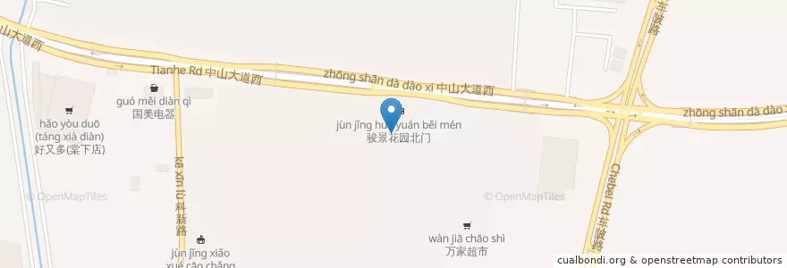 Mapa de ubicacion de 广州医药大学国医馆 en China, Guangdong, Guangzhou, 天河区, 天园街道.