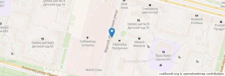 Mapa de ubicacion de Корейский ресторан en Rusland, Северо-Западный Федеральный Округ, Oblast Leningrad, Sint-Petersburg, Приморский Район, Округ № 65.