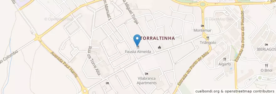 Mapa de ubicacion de Fausta Almeida en ポルトガル, Algarve, Algarve, Faro, Lagos, São Gonçalo De Lagos.