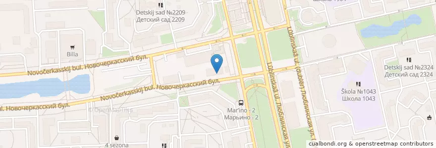 Mapa de ubicacion de Чайхана Долина en Rusia, Distrito Federal Central, Москва, Юго-Восточный Административный Округ, Район Марьино.