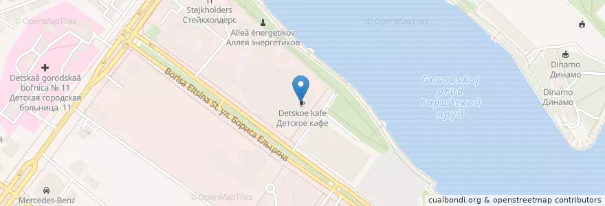 Mapa de ubicacion de Детское кафе en Russie, District Fédéral De L'Oural, Oblast De Sverdlovsk, Городской Округ Екатеринбург.