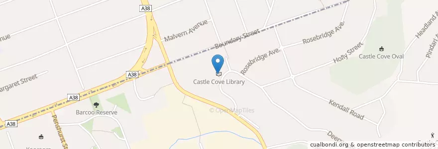 Mapa de ubicacion de Castle Cove Library en Australia, Nueva Gales Del Sur, Willoughby City Council, Sydney.