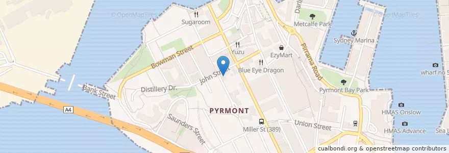 Mapa de ubicacion de Library Link Pyrmont en 오스트레일리아, New South Wales, Council Of The City Of Sydney, 시드니.