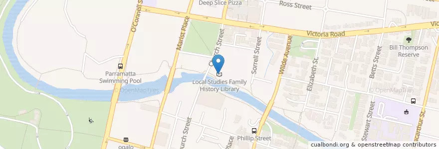 Mapa de ubicacion de Local Studies Family History Library en 오스트레일리아, New South Wales, 시드니, City Of Parramatta Council.