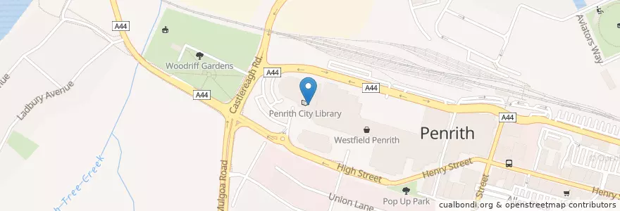 Mapa de ubicacion de Penrith City Library en Australia, Nuovo Galles Del Sud, Sydney, Penrith City Council.