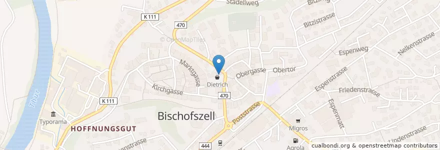 Mapa de ubicacion de TopPharm en 瑞士, Thurgau, Bezirk Weinfelden, Bischofszell.