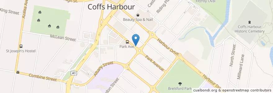 Mapa de ubicacion de Gurus en Australien, Neusüdwales, Coffs Harbour City Council.