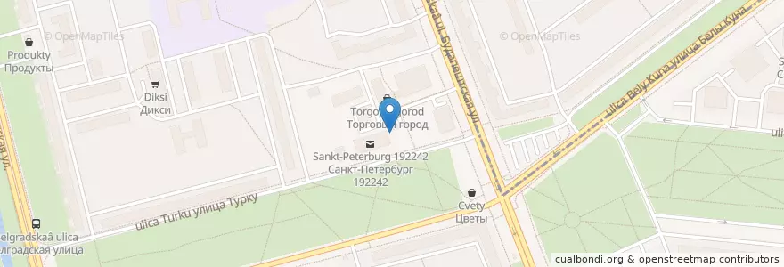 Mapa de ubicacion de Два вертела en Russie, District Fédéral Du Nord-Ouest, Oblast De Léningrad, Saint-Pétersbourg, Фрунзенский Район, Округ Купчино.