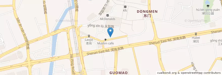 Mapa de ubicacion de 麦当劳 en چین, گوانگ‌دونگ, شنژن, لاوهو, 东门街道.
