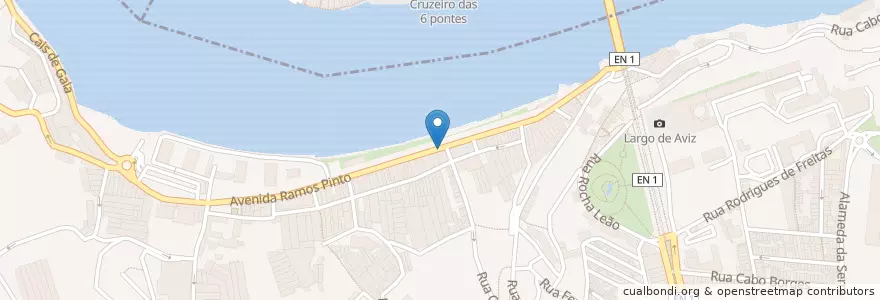 Mapa de ubicacion de Bacalhoreiro en البرتغال, المنطقة الشمالية (البرتغال), Área Metropolitana Do Porto, بورتو, Vila Nova De Gaia, Santa Marinha E São Pedro Da Afurada.