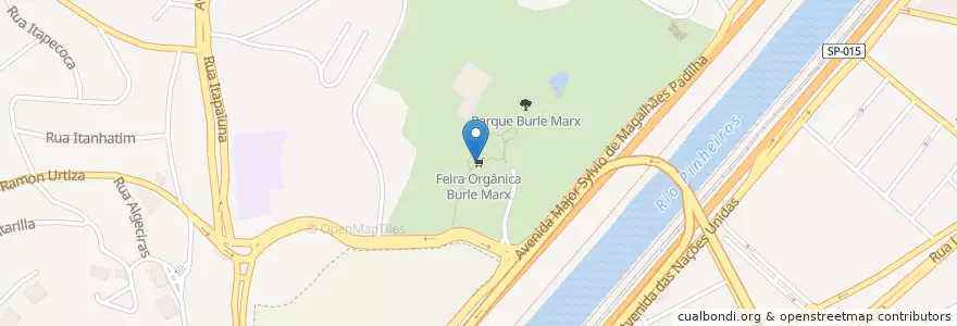 Mapa de ubicacion de Feira Orgânica Burle Marx en ブラジル, 南東部地域, サンパウロ, Região Geográfica Intermediária De São Paulo, Região Metropolitana De São Paulo, Região Imediata De São Paulo, サンパウロ.
