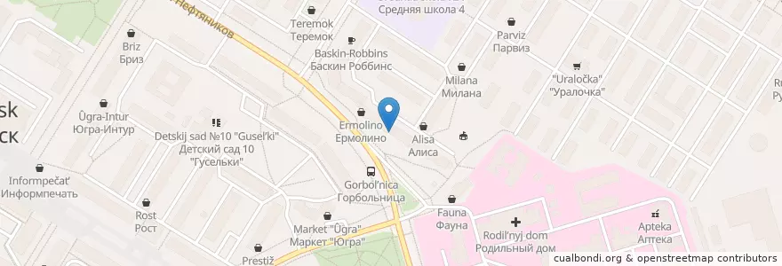 Mapa de ubicacion de Аптека от склада en Russia, Ural Federal District, Khanty-Mansiysk Autonomous Okrug – Ugra, Nefteyugansky District, Городской Округ Нефтеюганск.
