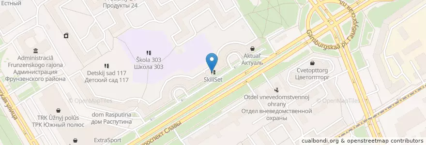 Mapa de ubicacion de SkillSet en Russie, District Fédéral Du Nord-Ouest, Oblast De Léningrad, Saint-Pétersbourg, Фрунзенский Район, Округ № 72.