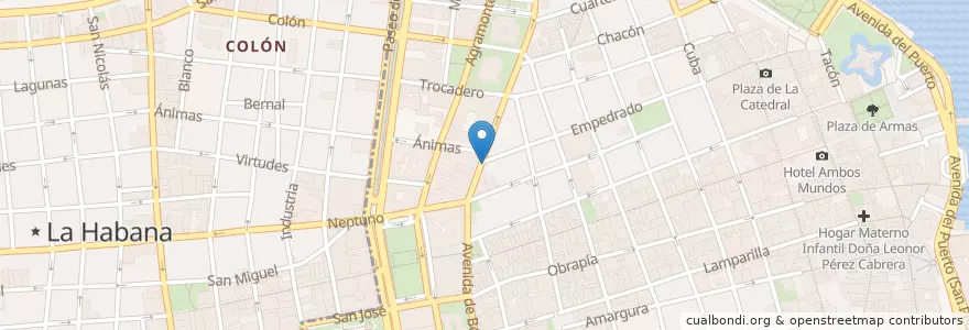 Mapa de ubicacion de Pizza Loca Cafeteria en Cuba, La Habana, La Habana Vieja.