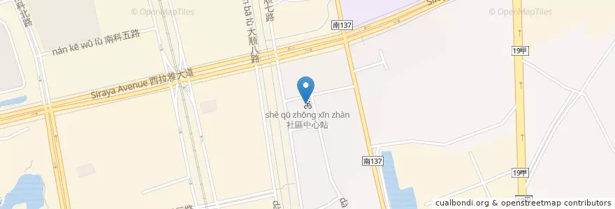 Mapa de ubicacion de 社區中心站 en Taiwan, Tainan, Xinshi.