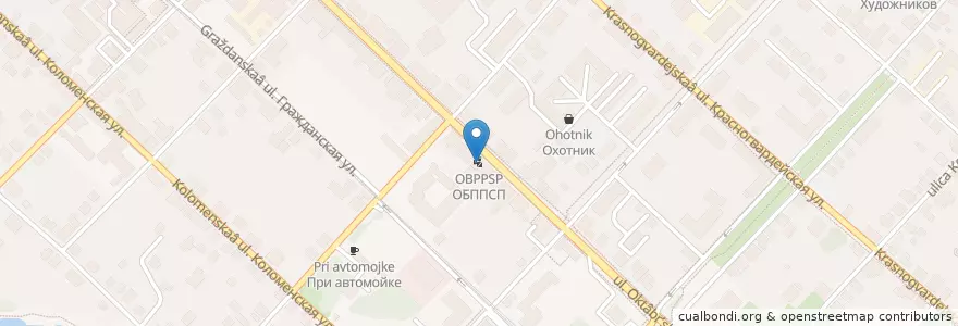 Mapa de ubicacion de ОБППСП en Rusia, Distrito Federal Central, Óblast De Moscú, Коломенский Городской Округ.