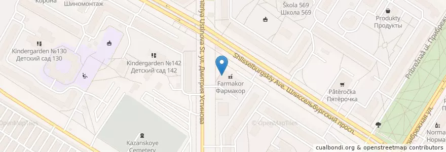 Mapa de ubicacion de Полидент+ en Rusland, Северо-Западный Федеральный Округ, Oblast Leningrad, Sint-Petersburg, Невский Район, Округ Рыбацкое.