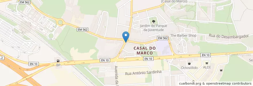 Mapa de ubicacion de Clínica São Marcos en 포르투갈, Área Metropolitana De Lisboa, Setúbal, Península De Setúbal, Seixal, Seixal, Arrentela E Aldeia De Paio Pires.