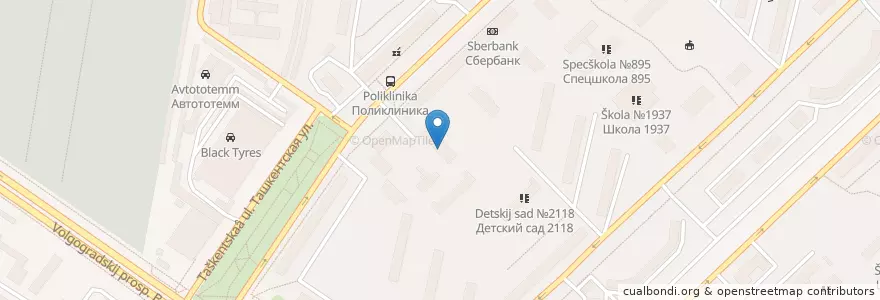 Mapa de ubicacion de Городская поликлиника №23 филиал 2 en Russia, Central Federal District, Moscow, South-Eastern Administrative Okrug, Vykhino-Zhulebino District.